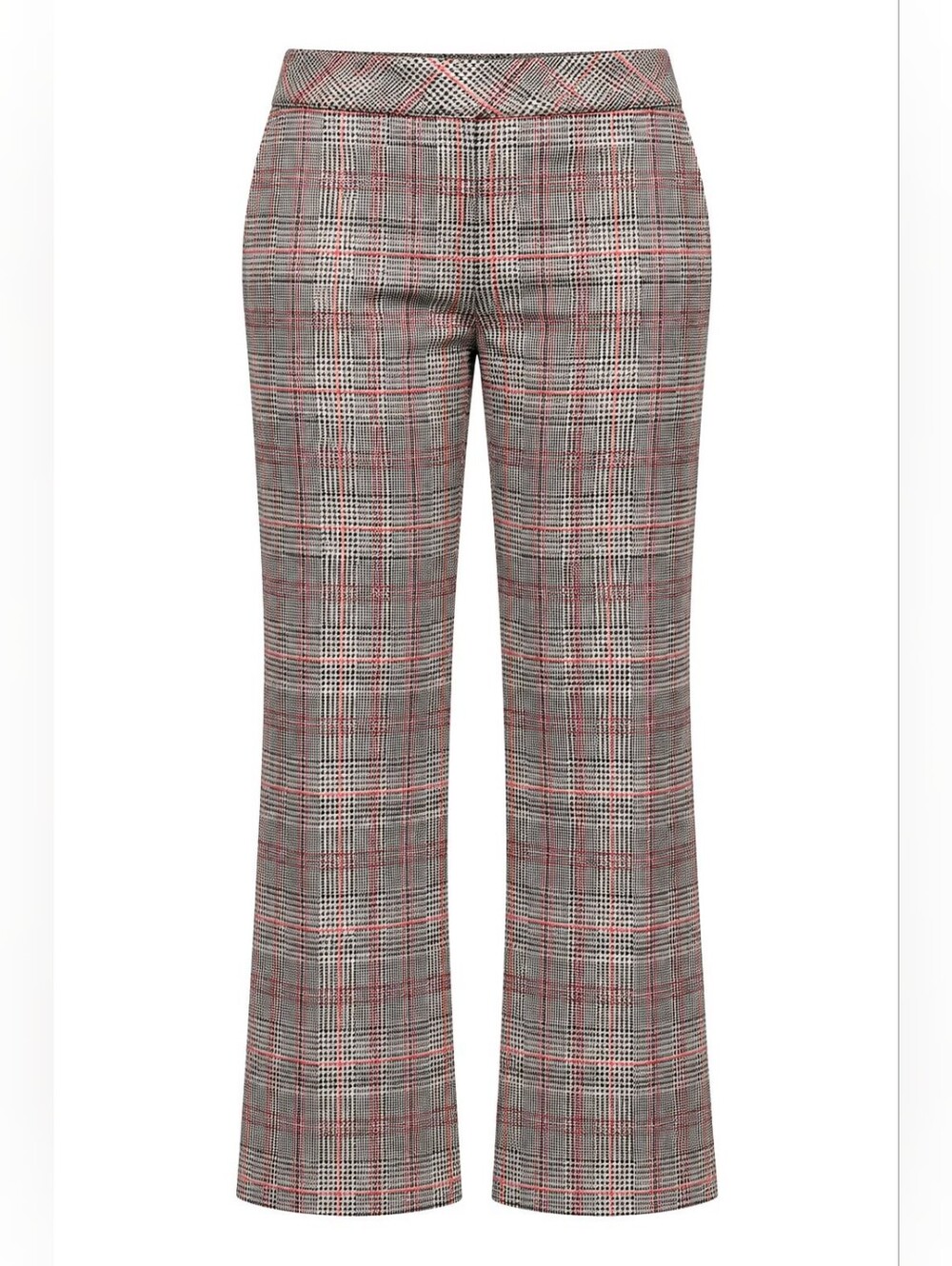 SPANX Pull-On Stretch Black Tan Orange Red Checked Cropped Fall Pants Sz XL
